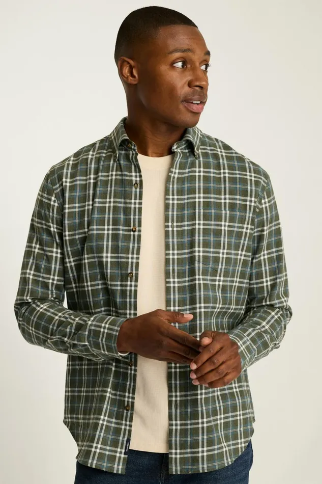 Men Everyday Lightweight Flannel Shirt Teal Grey Plaid Bonobos Overshirts