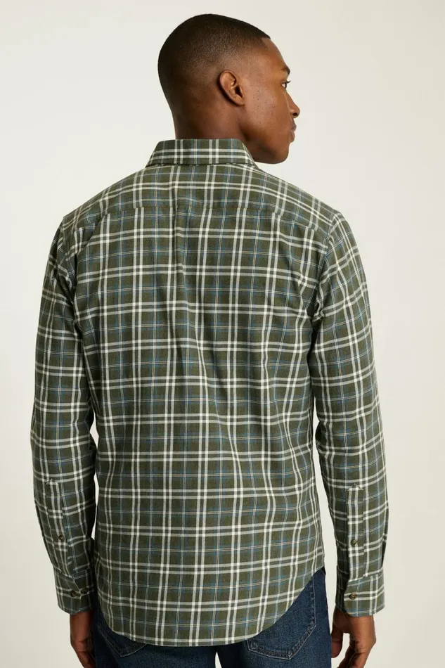 Men Everyday Lightweight Flannel Shirt Teal Grey Plaid Bonobos Overshirts
