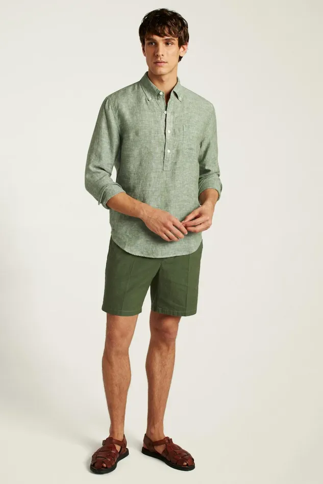 Men Everyday Linen Popover Green Juice Bonobos Casual Shirts