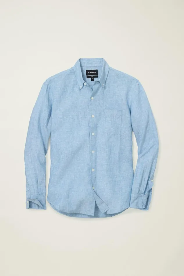 Men Everyday Linen Shirt Beau Blue Bonobos Casual Shirts