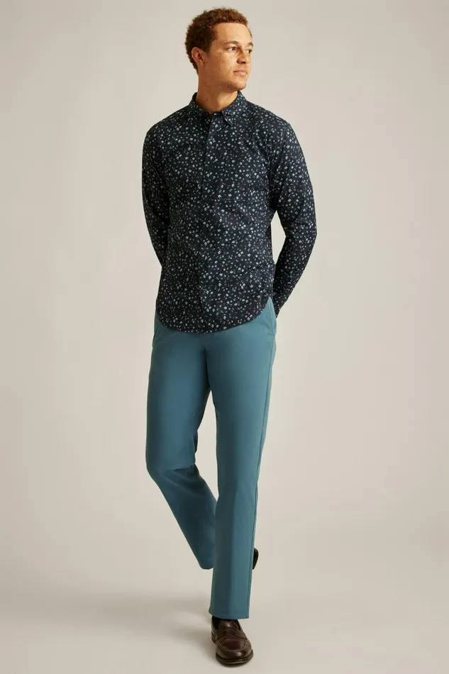 Men Everyday Shirt Navy Burgundy Floral Bonobos Casual Shirts