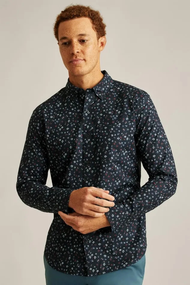 Men Everyday Shirt Navy Burgundy Floral Bonobos Casual Shirts