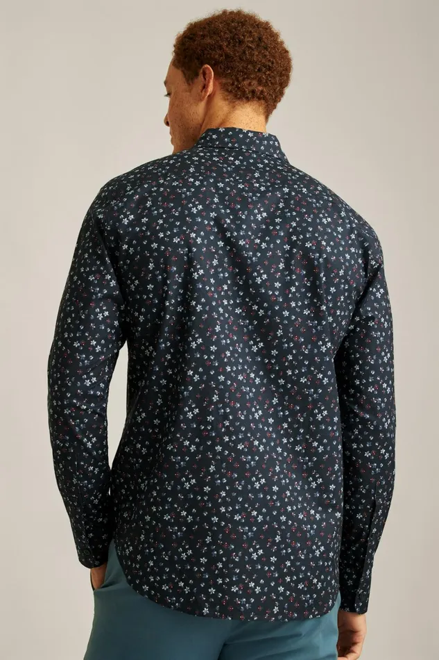 Men Everyday Shirt Navy Burgundy Floral Bonobos Casual Shirts