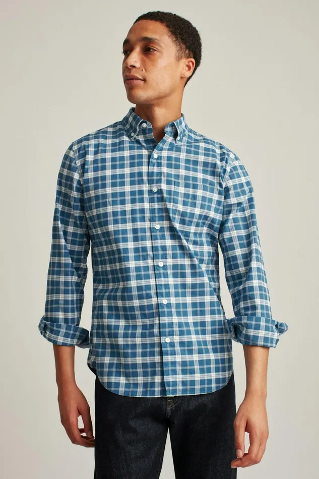 Men Everyday Shirt Navy Springs Plaid Bonobos Casual Shirts