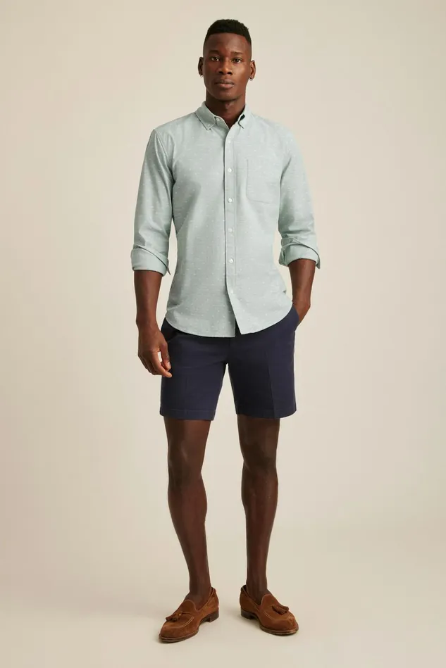 Men Everyday Shirt Sage Chambray Dobby Dot Bonobos Casual Shirts