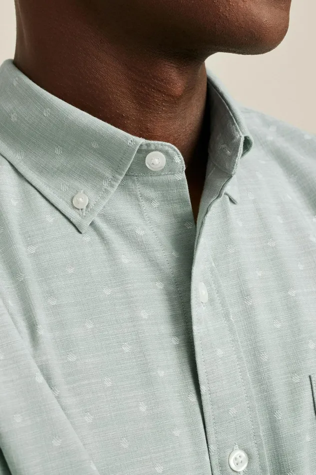 Men Everyday Shirt Sage Chambray Dobby Dot Bonobos Casual Shirts