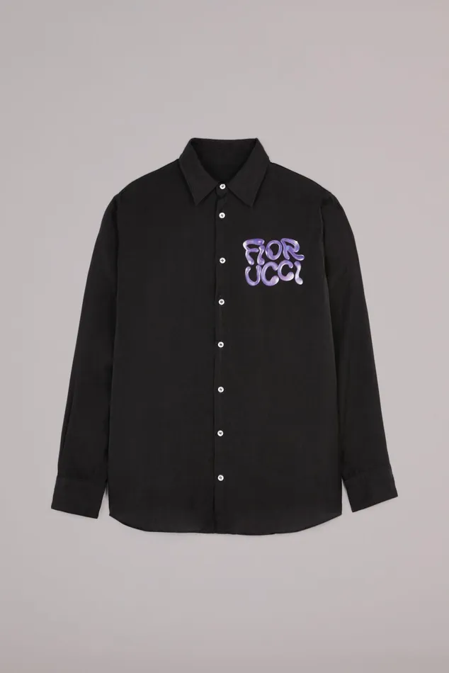 Men Fiorucci Shirts Liquid Logo Shirt Black Men Fiorucci Shirts Liquid Logo Shirt Black