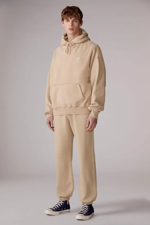 Men Fiorucci Sweatshirts and Hoodies Logo Patch Hoodie Sandwash