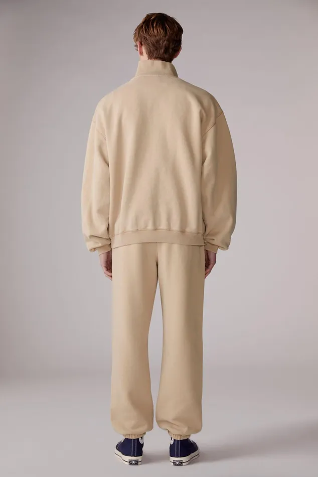 Men Fiorucci Sweatshirts and Hoodies Logo Patch Quarter Zip Sweatshirt Sandwash Men Fiorucci Sweatshirts and Hoodies Logo Patch Quarter Zip Sweatshirt Sandwash