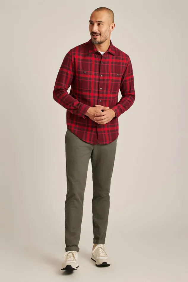 Men Fireside Flannel Shirt Red Nichols Plaid Bonobos Overshirts