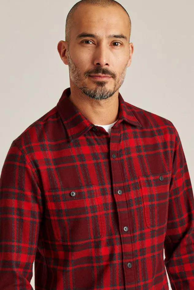 Men Fireside Flannel Shirt Red Nichols Plaid Bonobos Overshirts