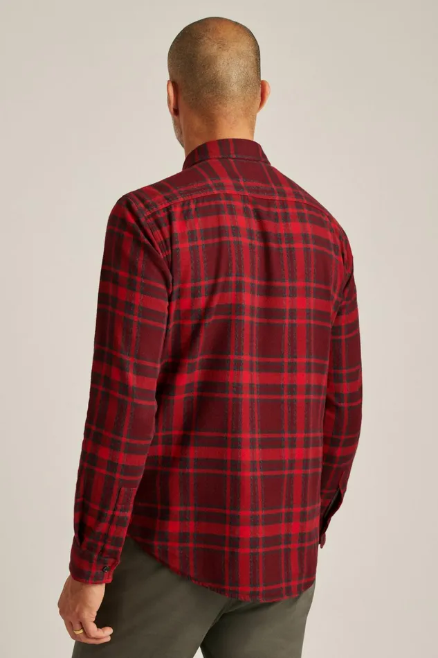 Men Fireside Flannel Shirt Red Nichols Plaid Bonobos Overshirts
