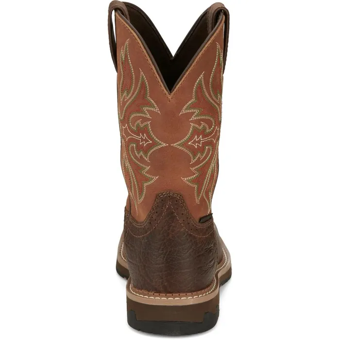 MEN Flash 11034 Waterproof Steel Toe Pecan Justin Boots Work