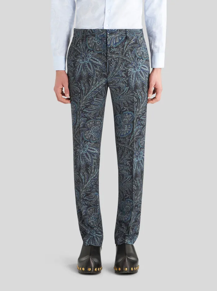 Men Flat Trousers In Virgin Wool Etro Trousers