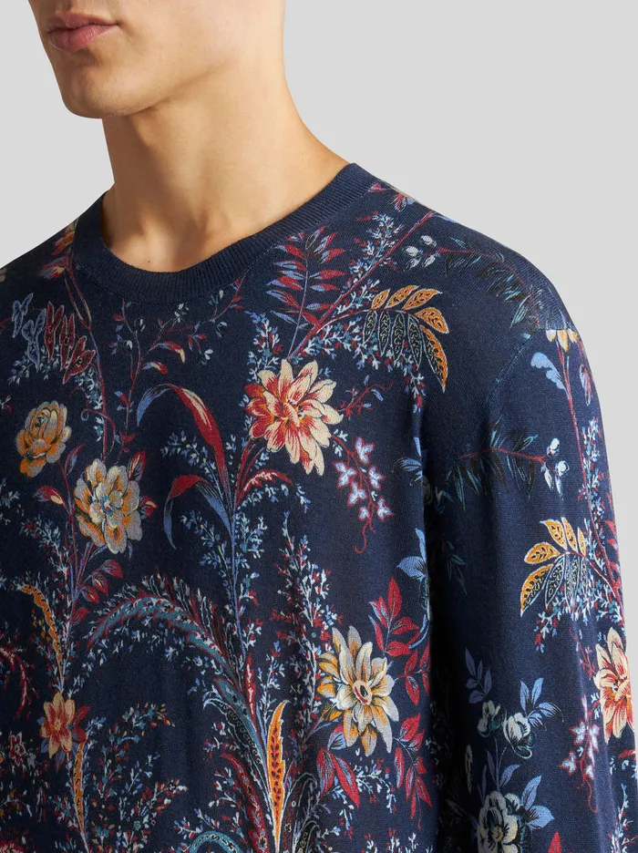 Men Floral Paisley Silk And Cashmere Sweater Etro Knitwear