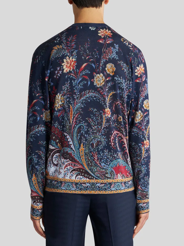 Men Floral Paisley Silk And Cashmere Sweater Etro Knitwear