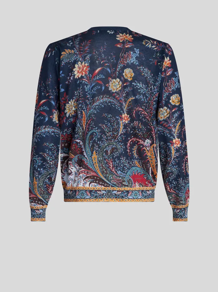 Men Floral Paisley Silk And Cashmere Sweater Etro Knitwear