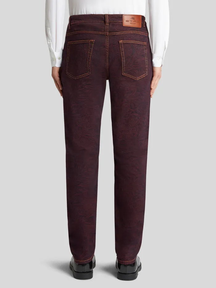 Men Foliage Paisley Denim Jeans Etro Trousers