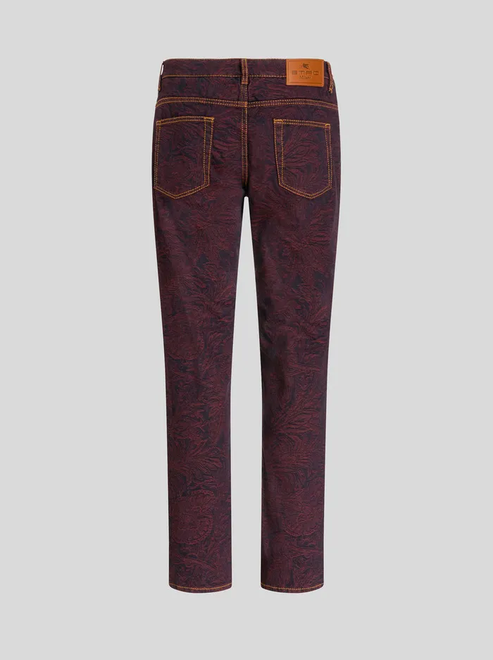 Men Foliage Paisley Denim Jeans Etro Trousers