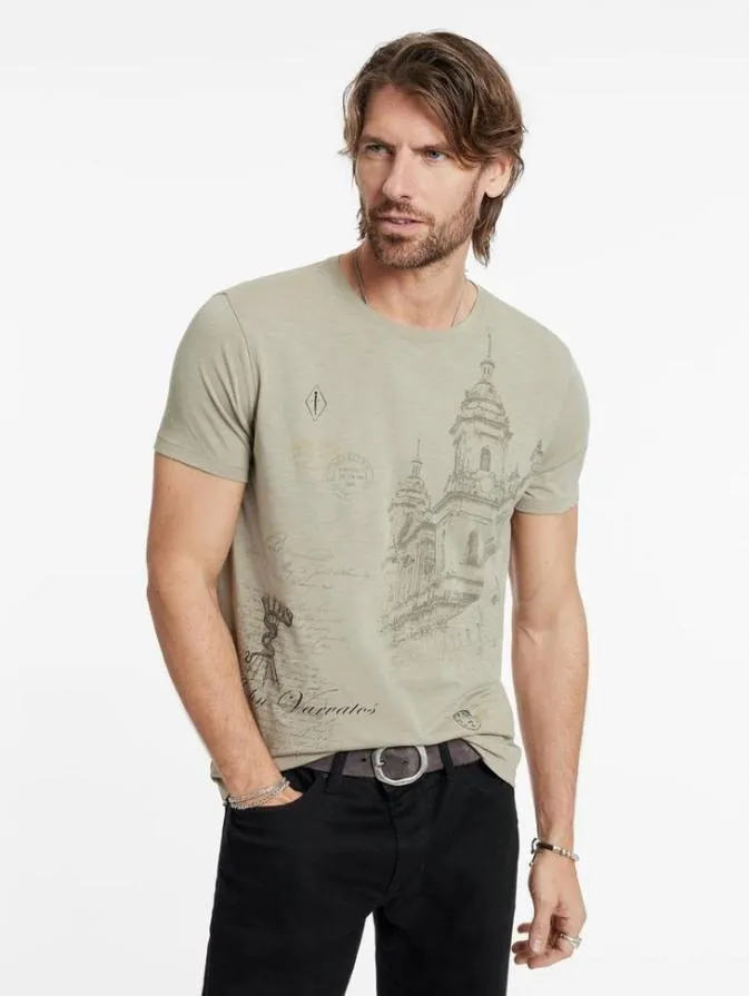 Men Graphic Tees John Varvatos TRAVELERS STAMP TEE Spruce