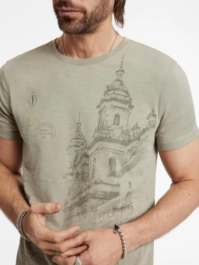 Men Graphic Tees John Varvatos TRAVELERS STAMP TEE Spruce
