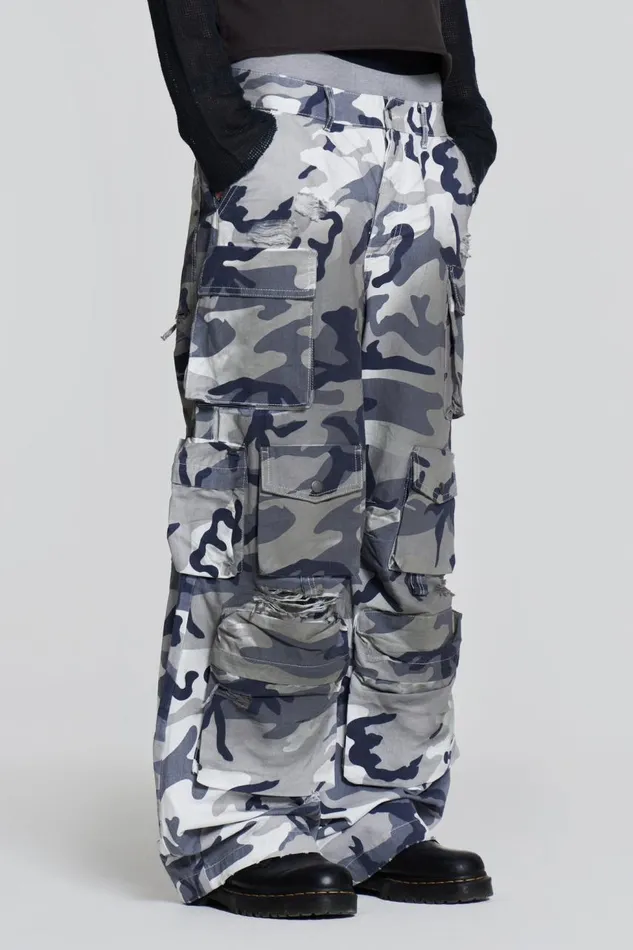 Men Grey Camouflage Colossus Cargos Jaded London Colossus Jeans