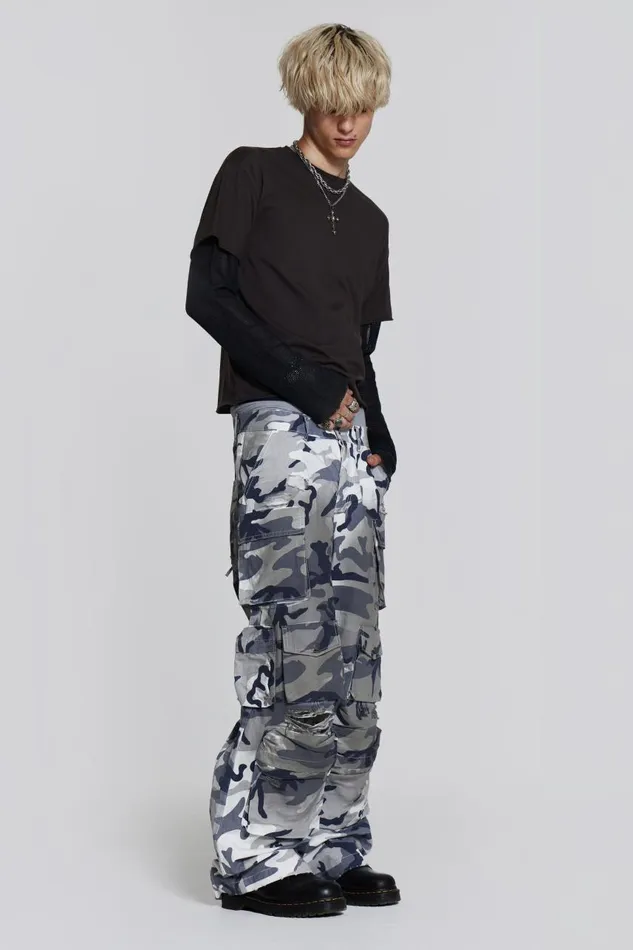 Men Grey Camouflage Colossus Cargos Jaded London Colossus Jeans