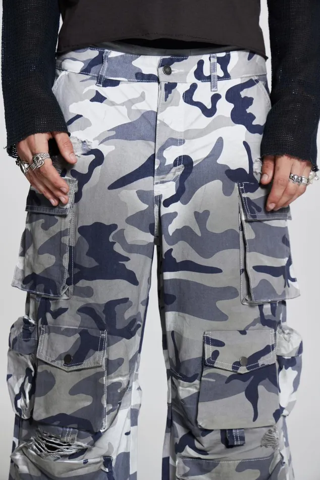 Men Grey Camouflage Colossus Cargos Jaded London Colossus Jeans