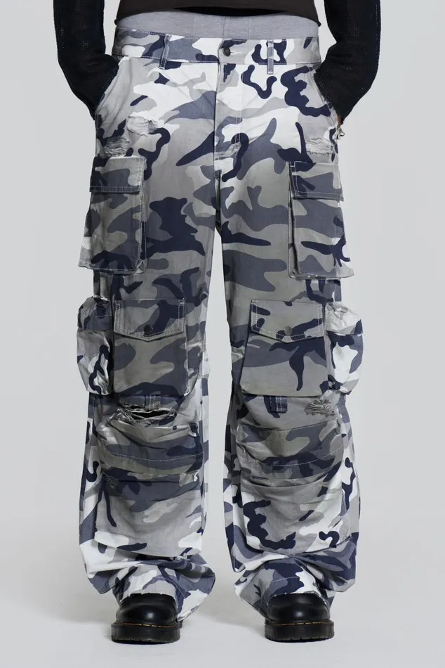 Men Grey Camouflage Colossus Cargos Jaded London Colossus Jeans