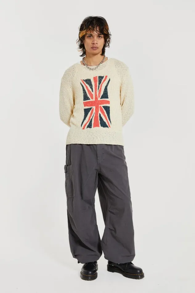 Men Grey Military Oversized Cargo Pants Jaded London Parachute Pants