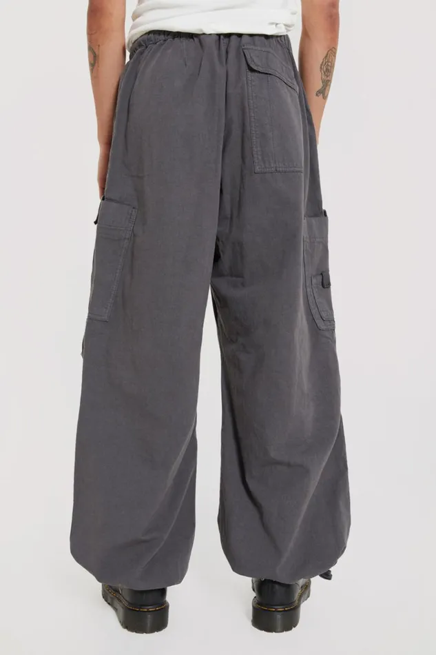 Men Grey Military Oversized Cargo Pants Jaded London Parachute Pants