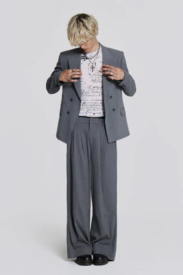 Men Grey Oversized Double Breasted Blazer Jaded London Tailoring
