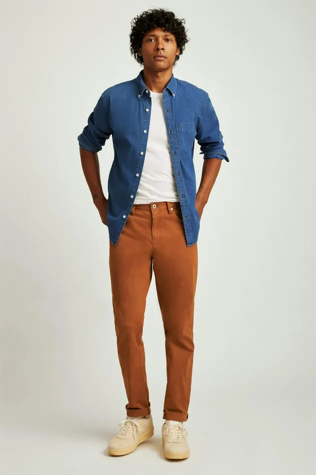 Men Italian Brushed 5Pocket Pants Sequoia Brown Bonobos Jeans