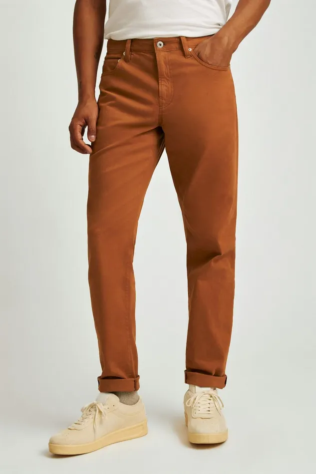 Men Italian Brushed 5Pocket Pants Sequoia Brown Bonobos Jeans