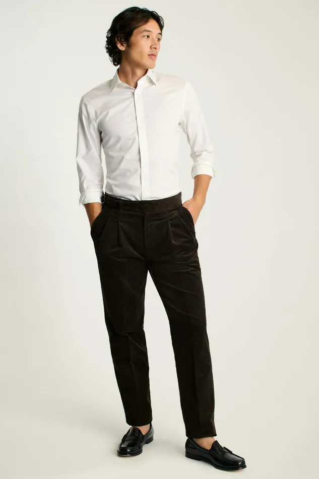 Men Italian Gurkha Trouser Brown Corduroy Bonobos Dress Pants