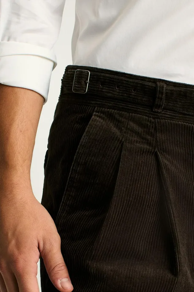 Men Italian Gurkha Trouser Brown Corduroy Bonobos Dress Pants
