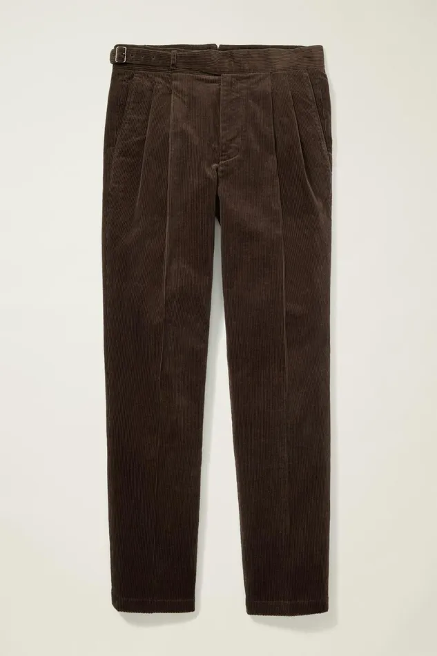 Men Italian Gurkha Trouser Brown Corduroy Bonobos Dress Pants