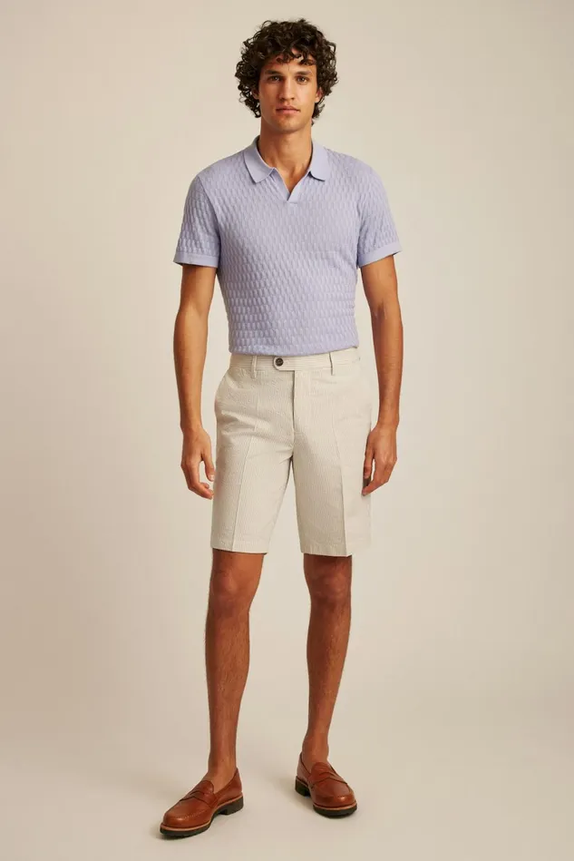 Men Italian Stretch Chino Shorts Khaki And White Seersucker Stripe Bonobos Chino Shorts