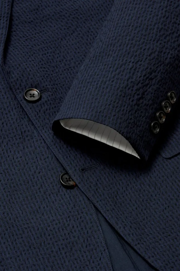 Men Italian Stretch Seersucker Suit Jacket Navy And Black Seersucker Bonobos Blazers and Sport Coats