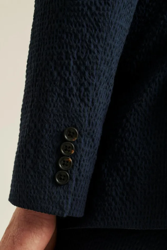Men Italian Stretch Seersucker Suit Jacket Navy And Black Seersucker Bonobos Blazers and Sport Coats
