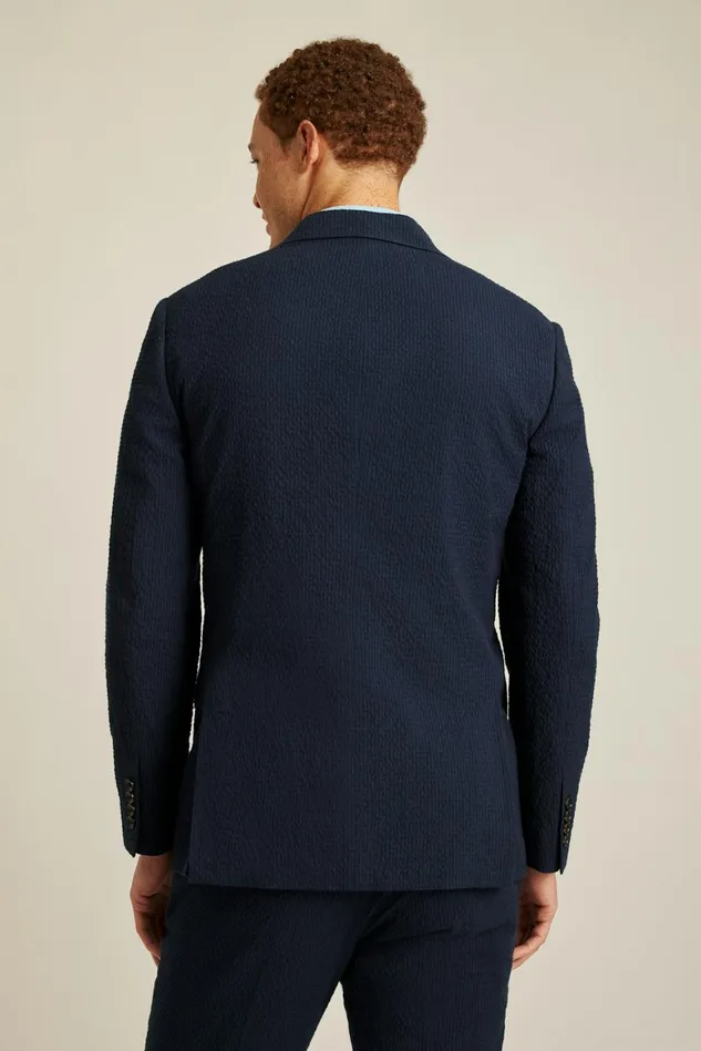 Men Italian Stretch Seersucker Suit Jacket Navy And Black Seersucker Bonobos Blazers and Sport Coats