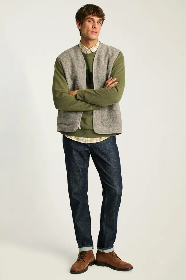 Men Italian Wool Fleece Vest Natural Grey Bonobos Vests