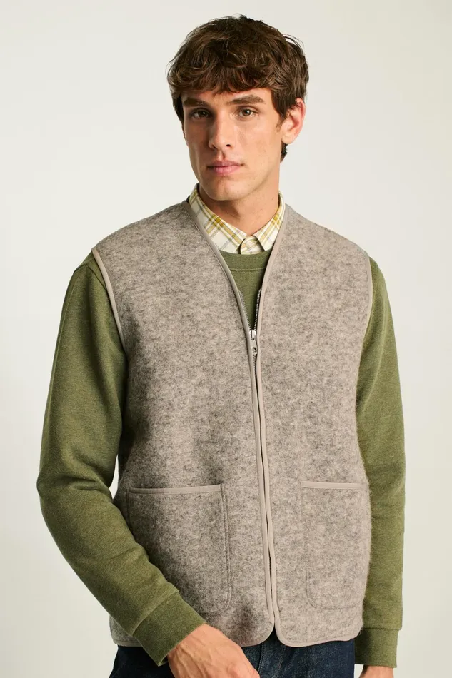 Men Italian Wool Fleece Vest Natural Grey Bonobos Vests