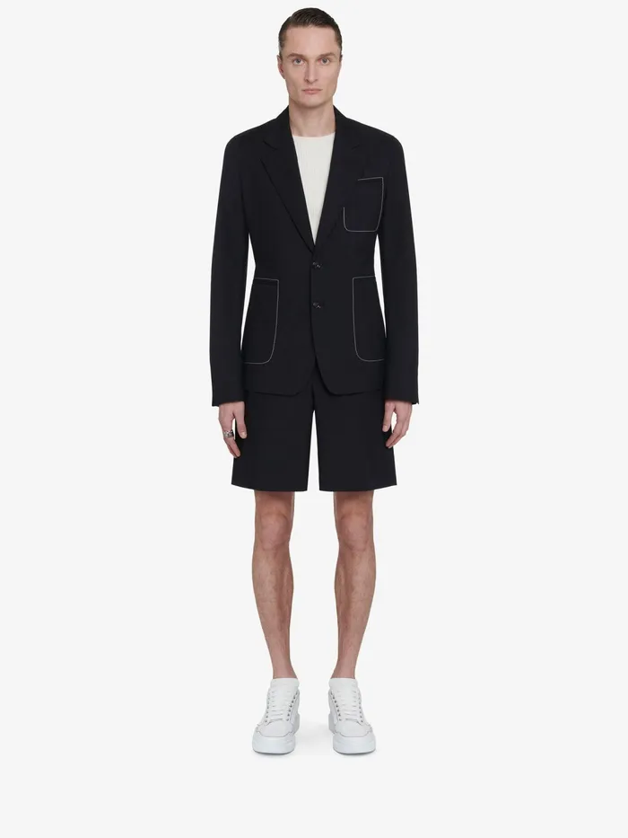 Men Jackets Alexander McQueen Contrast Stitch SingleBreasted Jacket Black