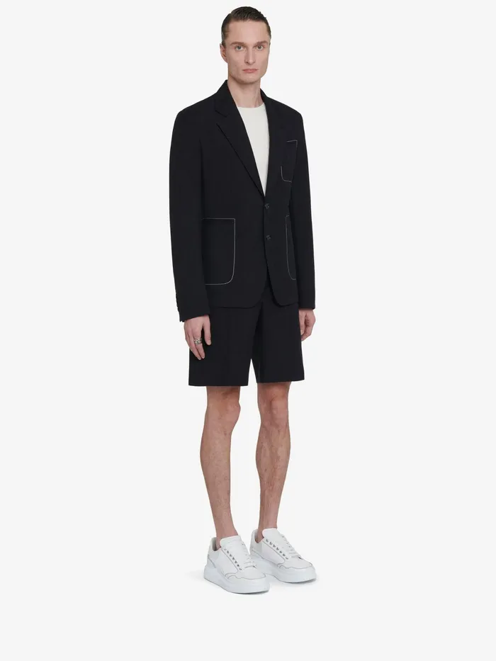 Men Jackets Alexander McQueen Contrast Stitch SingleBreasted Jacket Black