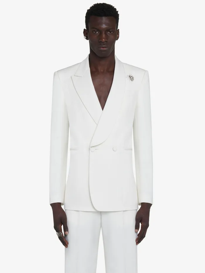 Men Jackets Alexander McQueen Half Shawl Collar DoubleBreasted Jacket Soft White