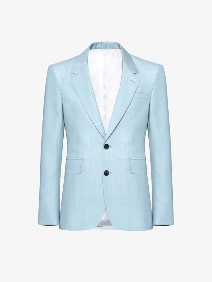 Men Jackets Alexander McQueen Neat Shoulder SingleBreasted Jacket Pale Blue