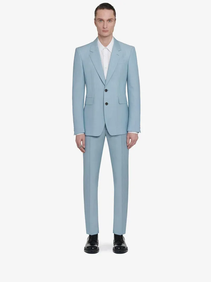 Men Jackets Alexander McQueen Neat Shoulder SingleBreasted Jacket Pale Blue