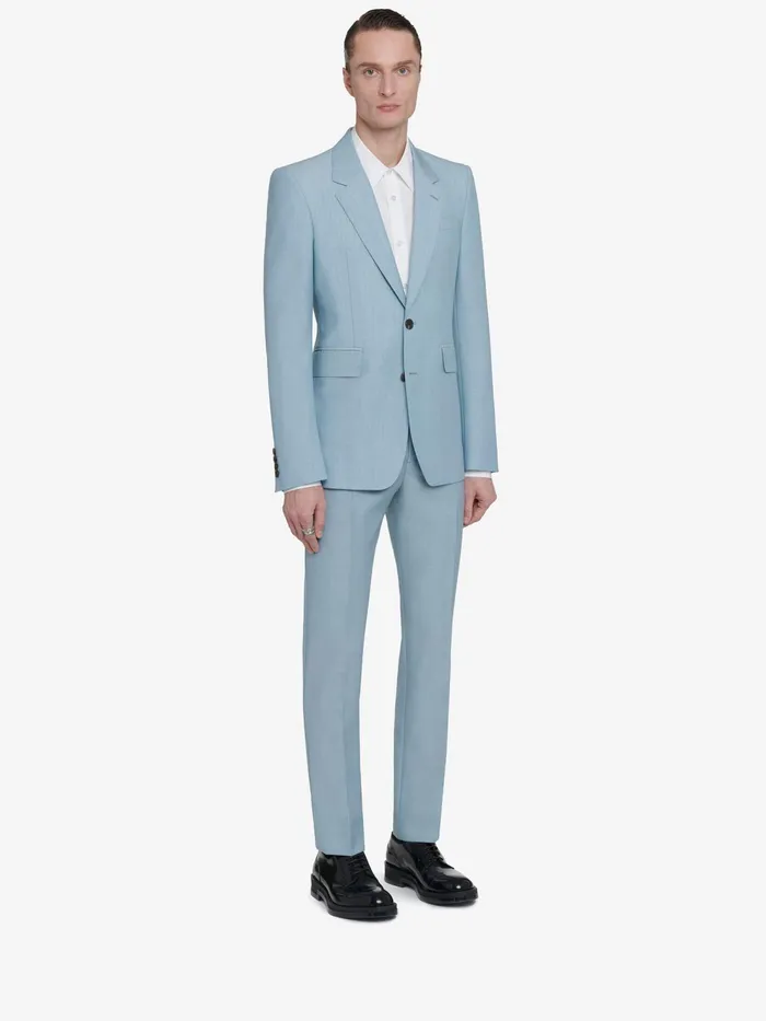 Men Jackets Alexander McQueen Neat Shoulder SingleBreasted Jacket Pale Blue