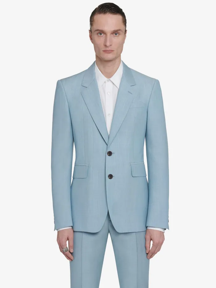 Men Jackets Alexander McQueen Neat Shoulder SingleBreasted Jacket Pale Blue